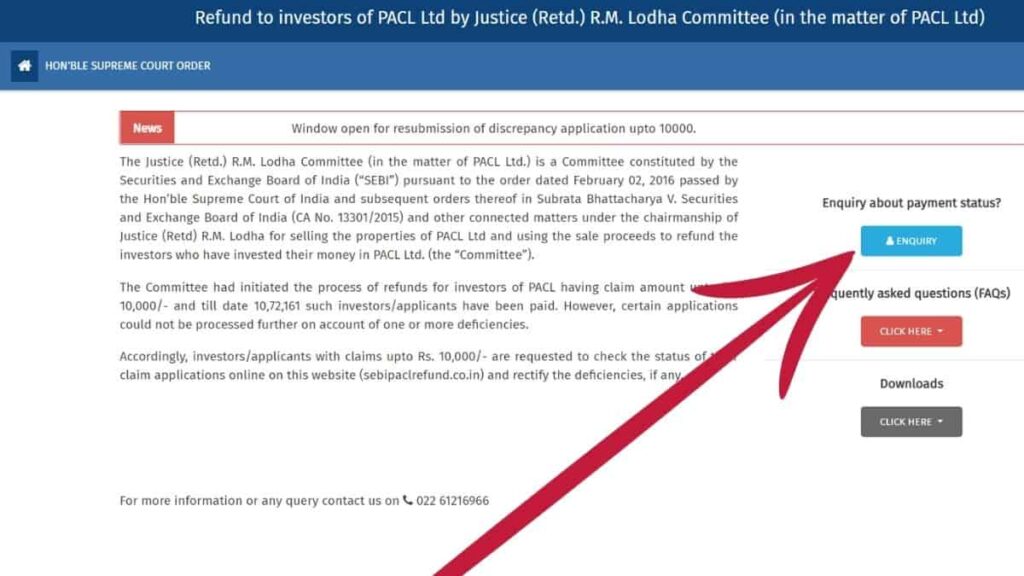 Refund to investors of PACL Ltd by Justice (Retd.) R.M. Lodha Committee (in the matter of PACL Ltd)