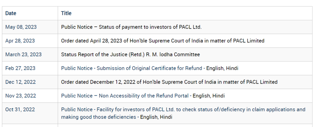 PACL Public Notice In Tamil